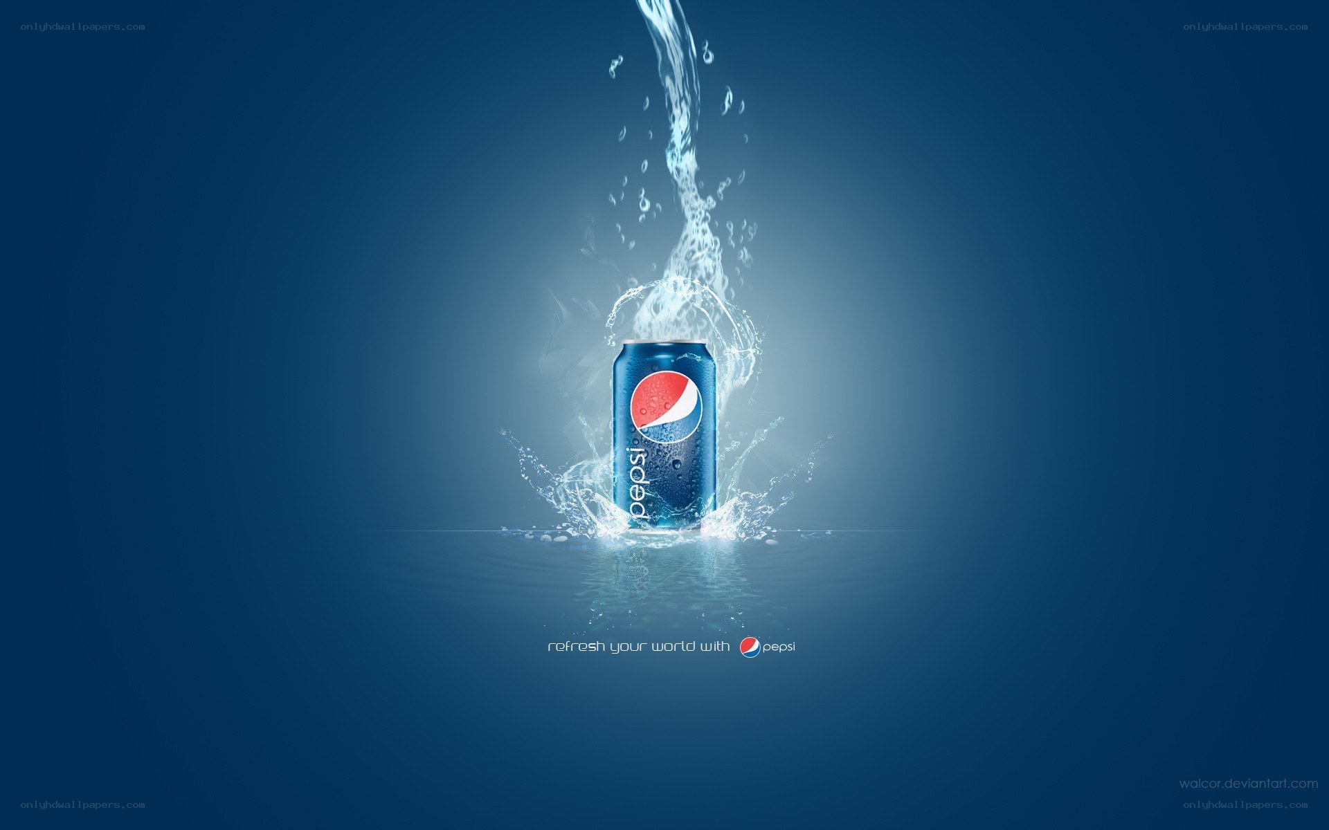 Pepsi can with water splash