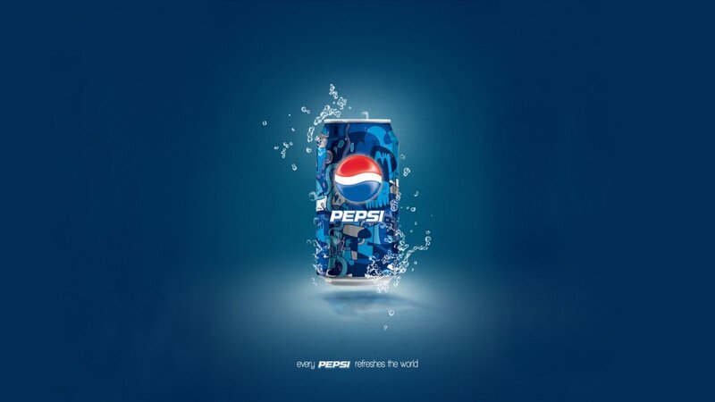 Pepsi Can with Water Splashes — Blue