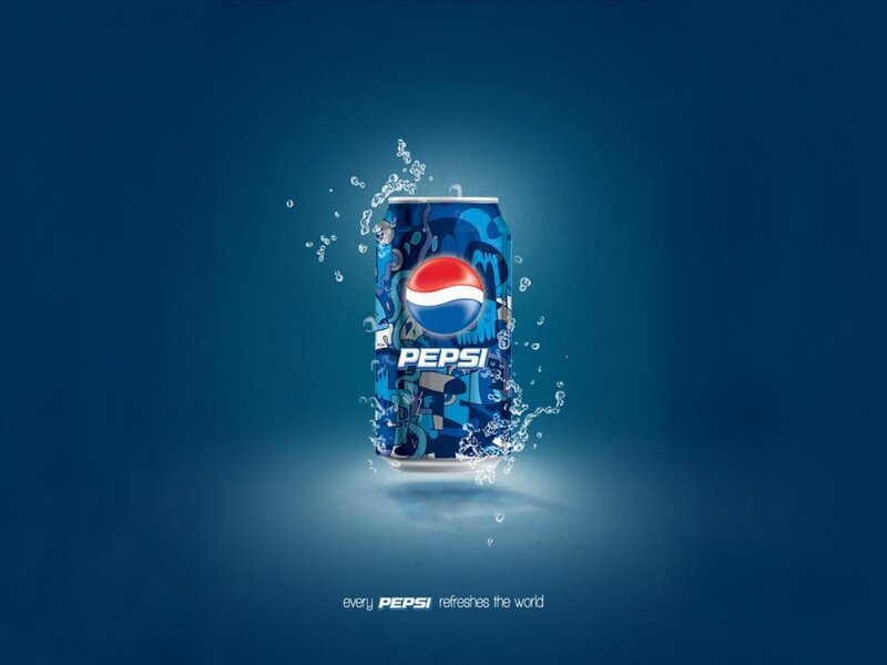 Pepsi Can with Water Splashes