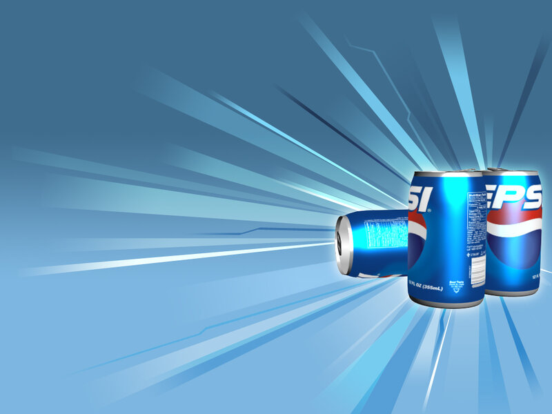 Pepsi cans on blue background