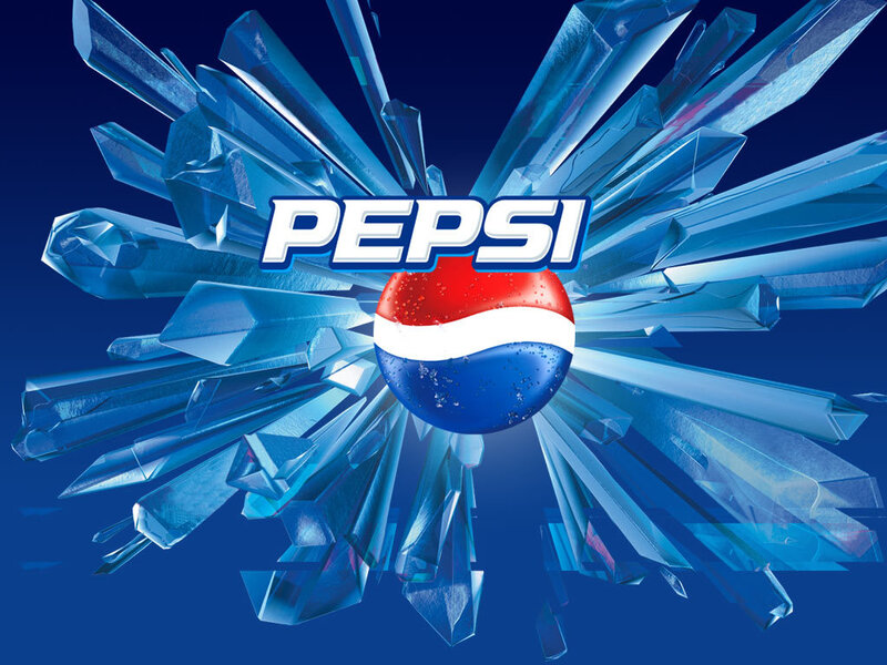 Pepsi logo with ice crystals