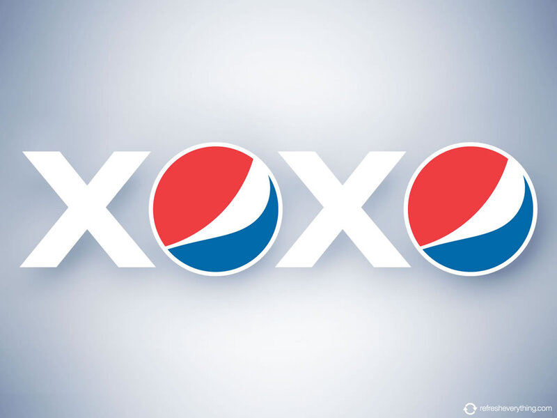 Pepsi Logo with XOXO — White