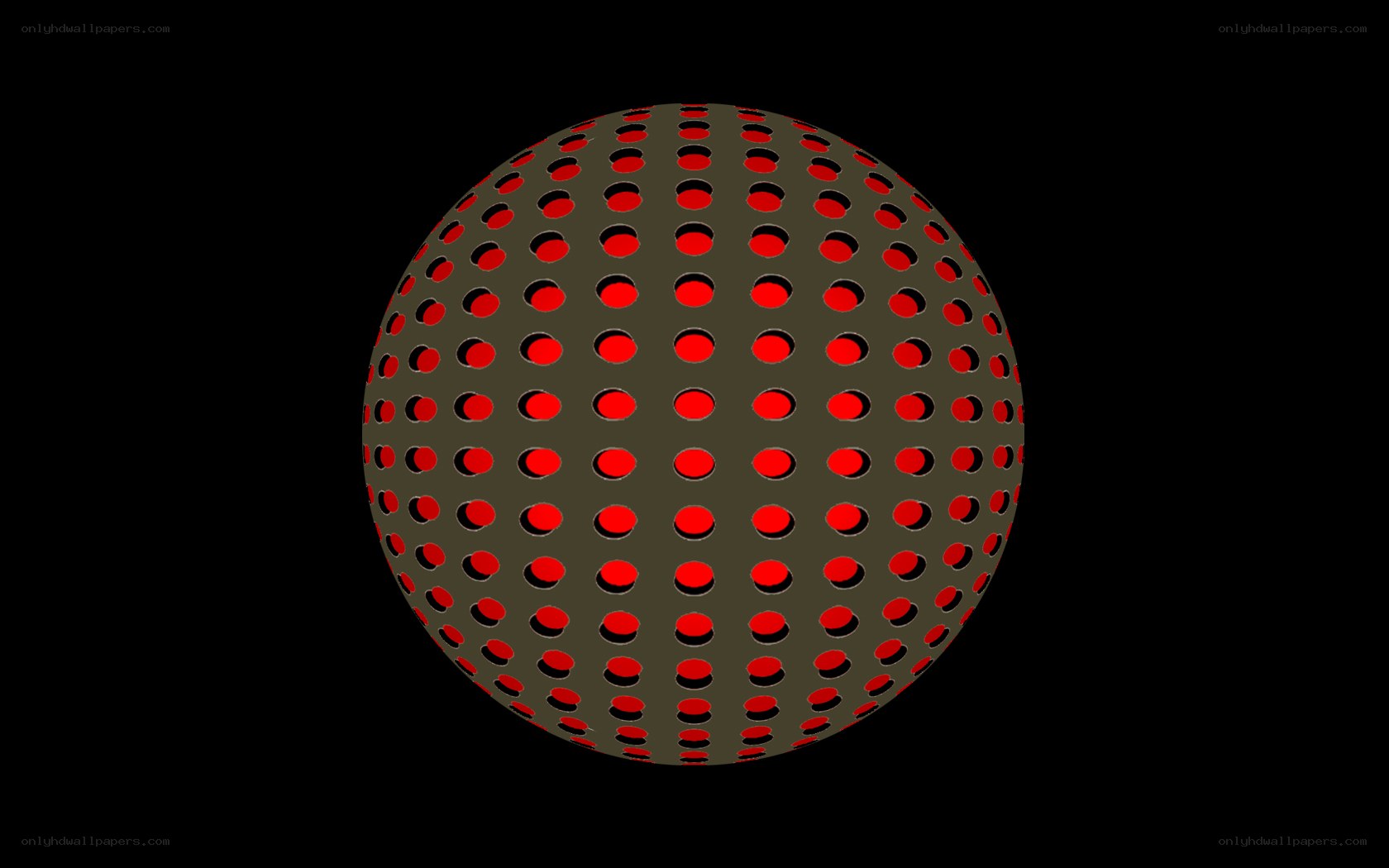 perforated sphere with red holes