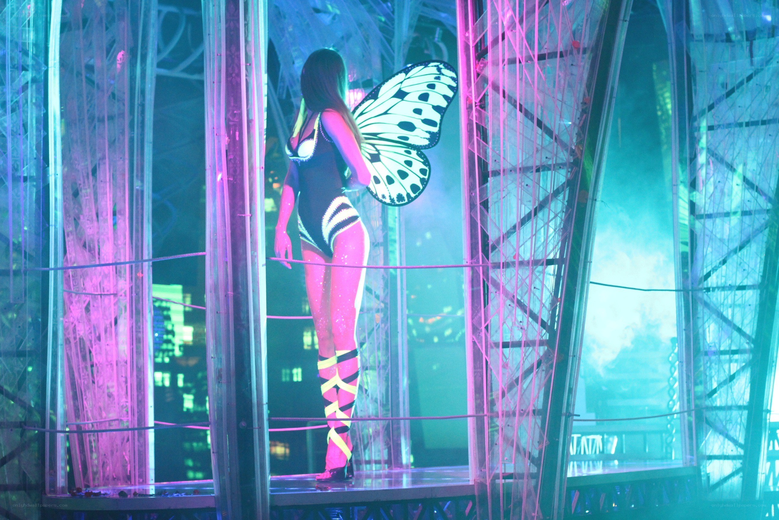 performer in butterfly costume