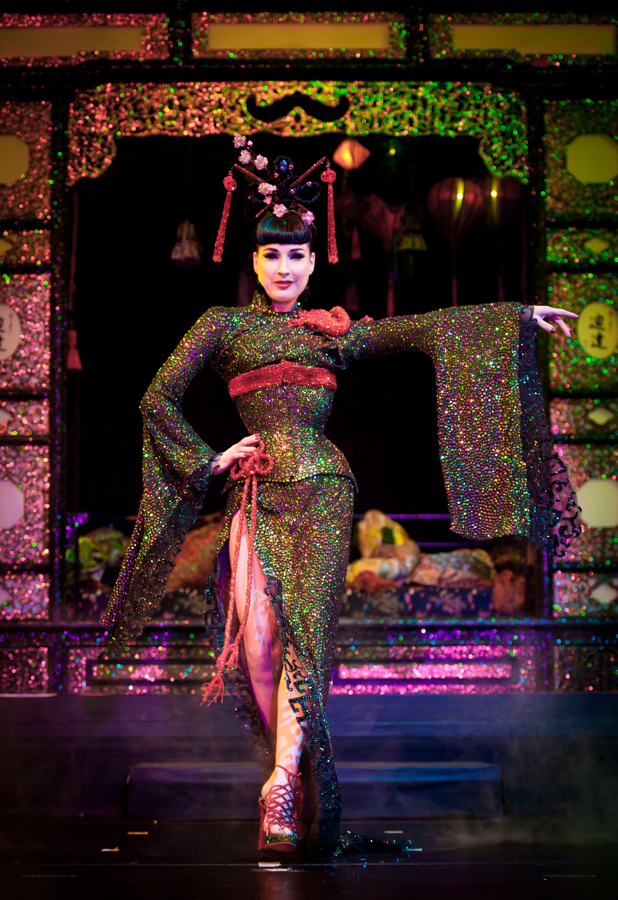 performer in glittering costume