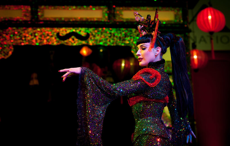 performer in sequined costume