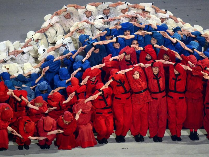 Performers in Colored Costumes