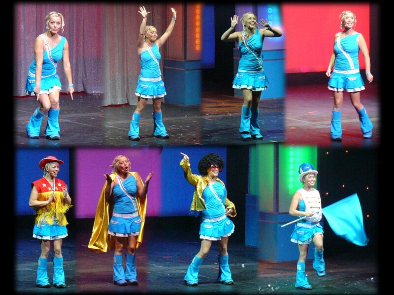 Performers on Stage — Blue, Energetic