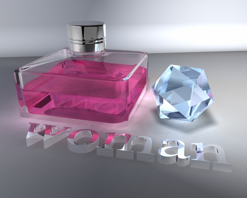 Perfume Bottle and Diamond