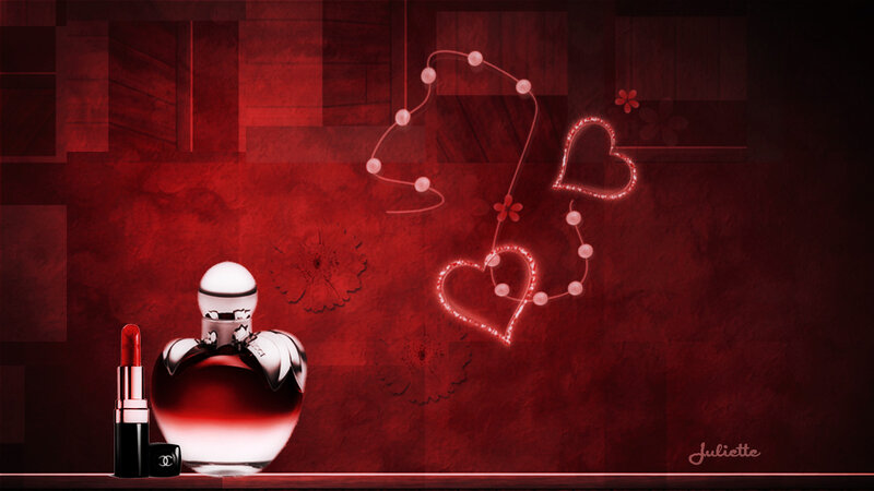 Perfume Bottle and Lipstick