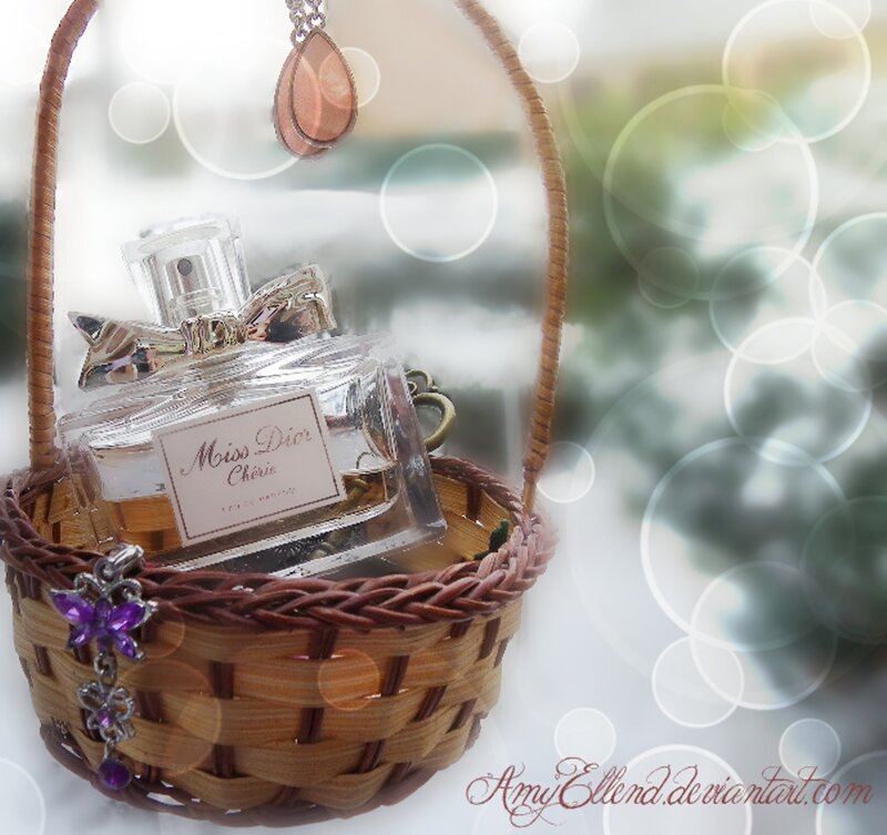 Perfume Bottle in Basket