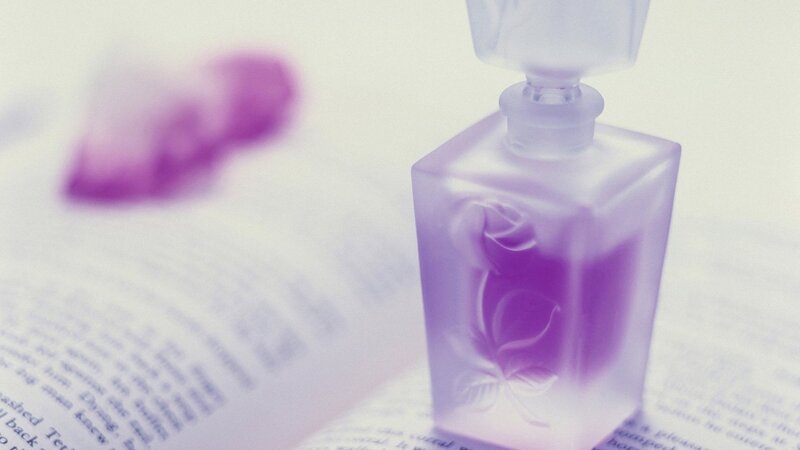 Perfume Bottle on Book — Purple, Serene