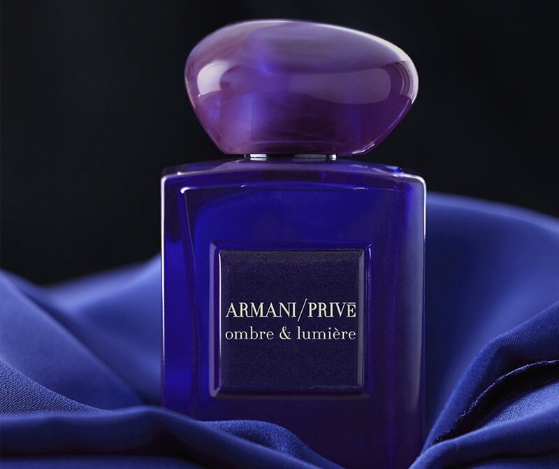 Perfume Bottle on Fabric — Blue