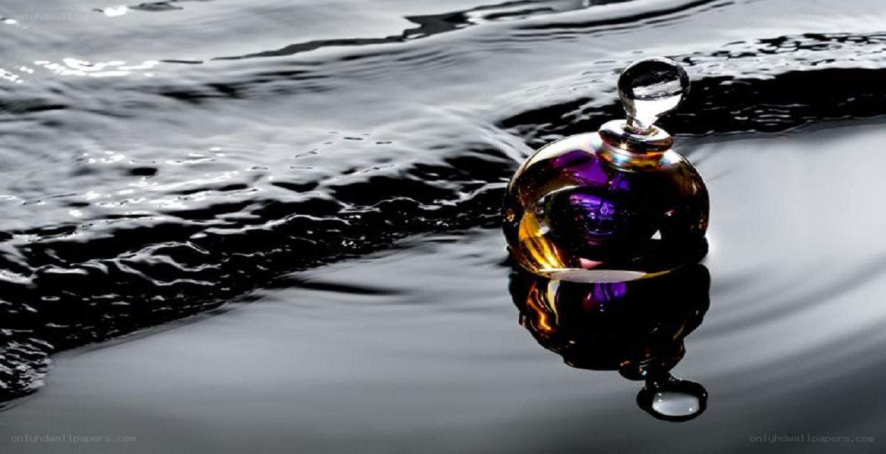 Perfume bottle on water