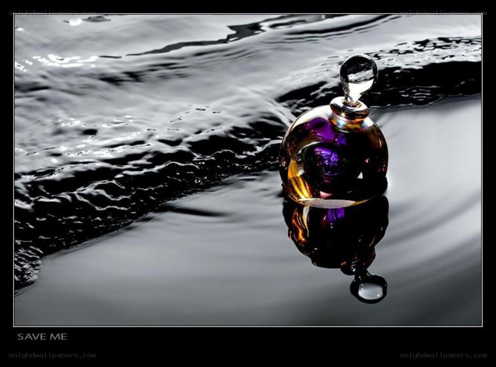 Perfume bottle on water