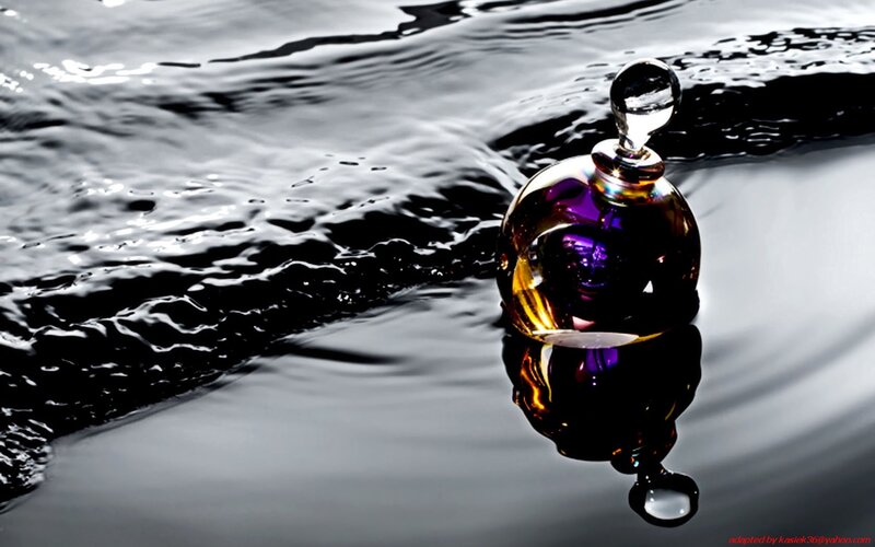 Perfume bottle on water