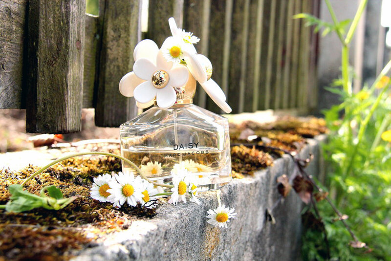 Perfume Bottle with Daisies
