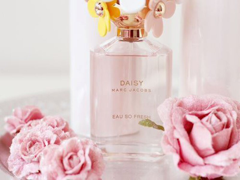 Perfume Bottle with Flowers — Pink