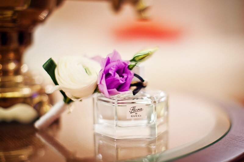 Perfume Bottle with Flowers — Purple, Elegant