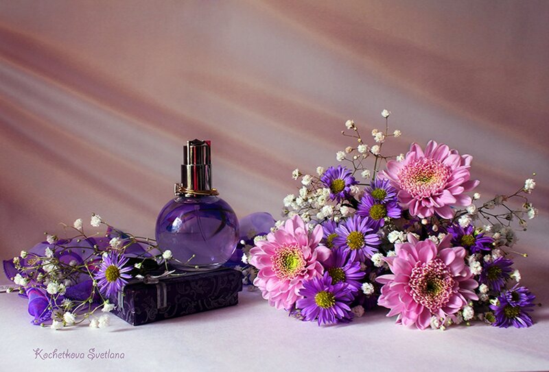 Perfume Bottle with Flowers