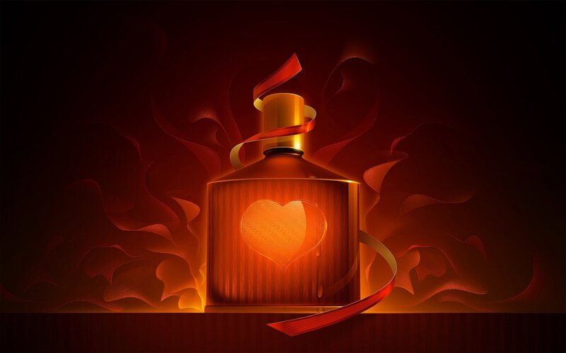 Perfume Bottle with Heart — Red