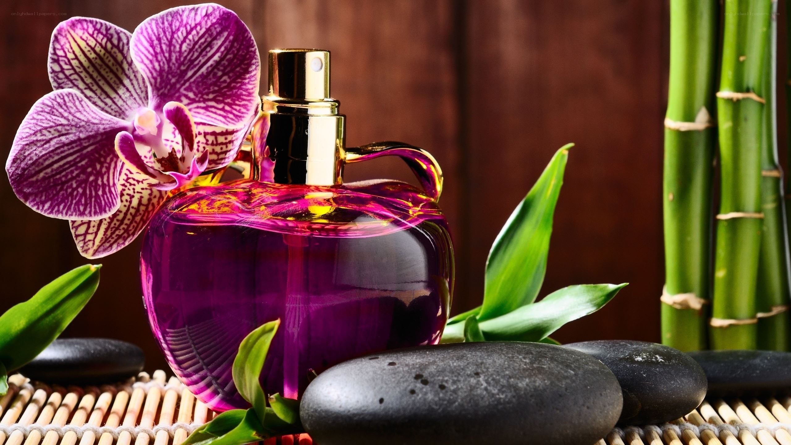 Perfume bottle with orchid