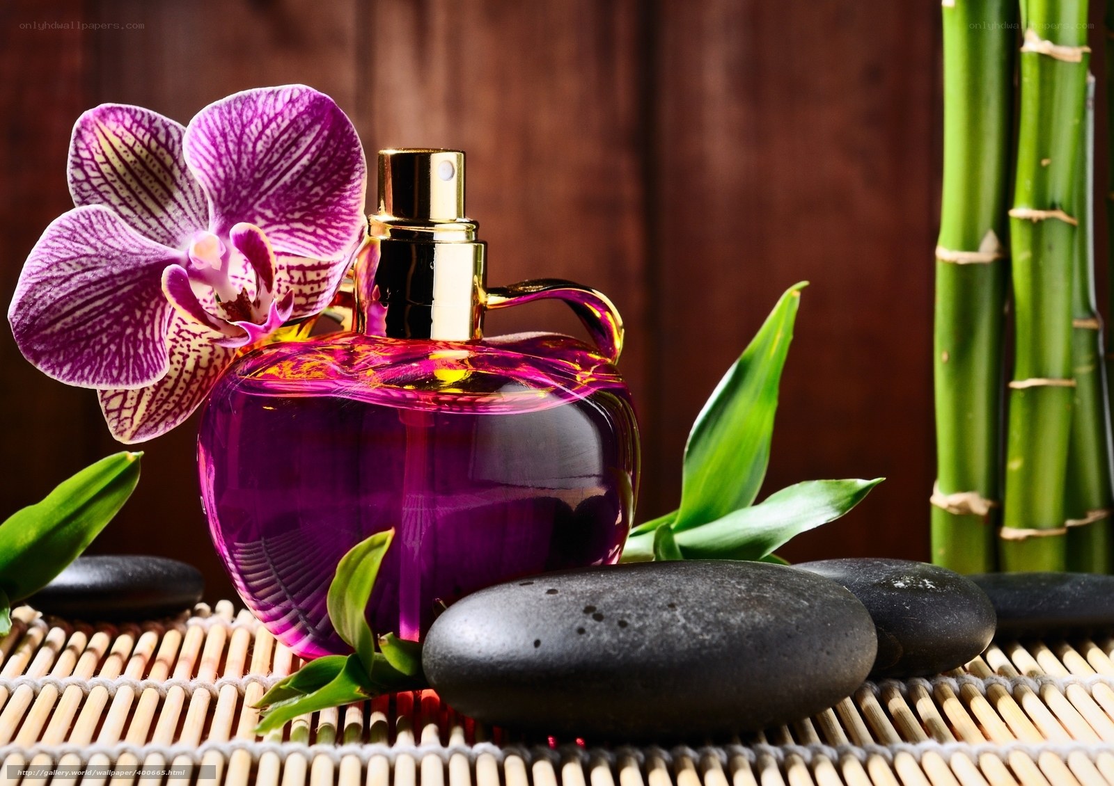 Perfume bottle with orchid