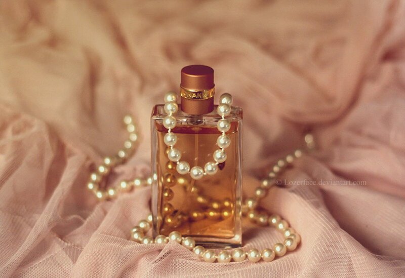 Perfume Bottle with Pearls