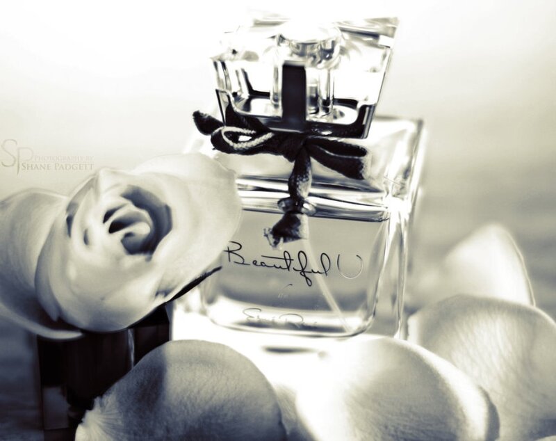 Perfume Bottle with Rose — White