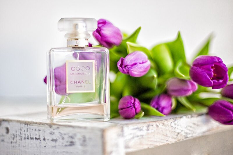 Perfume Bottle with Tulips
