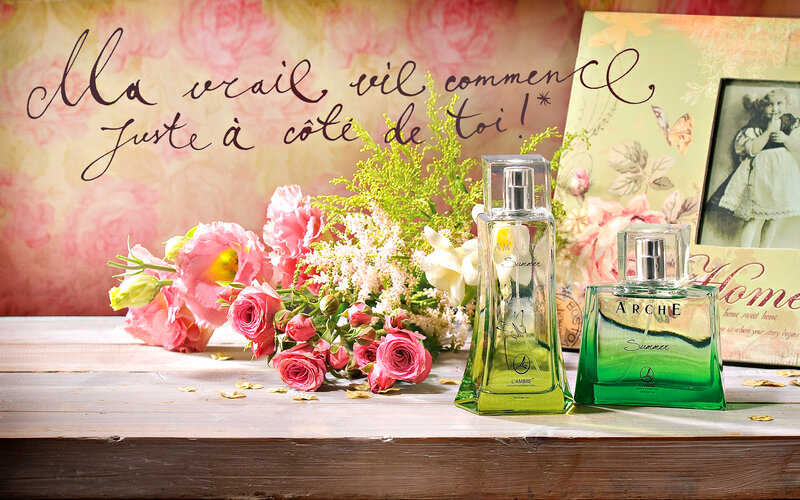 Perfume Bottles on Table — Green