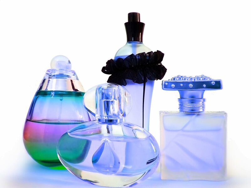 Perfume Bottles on White — Blue