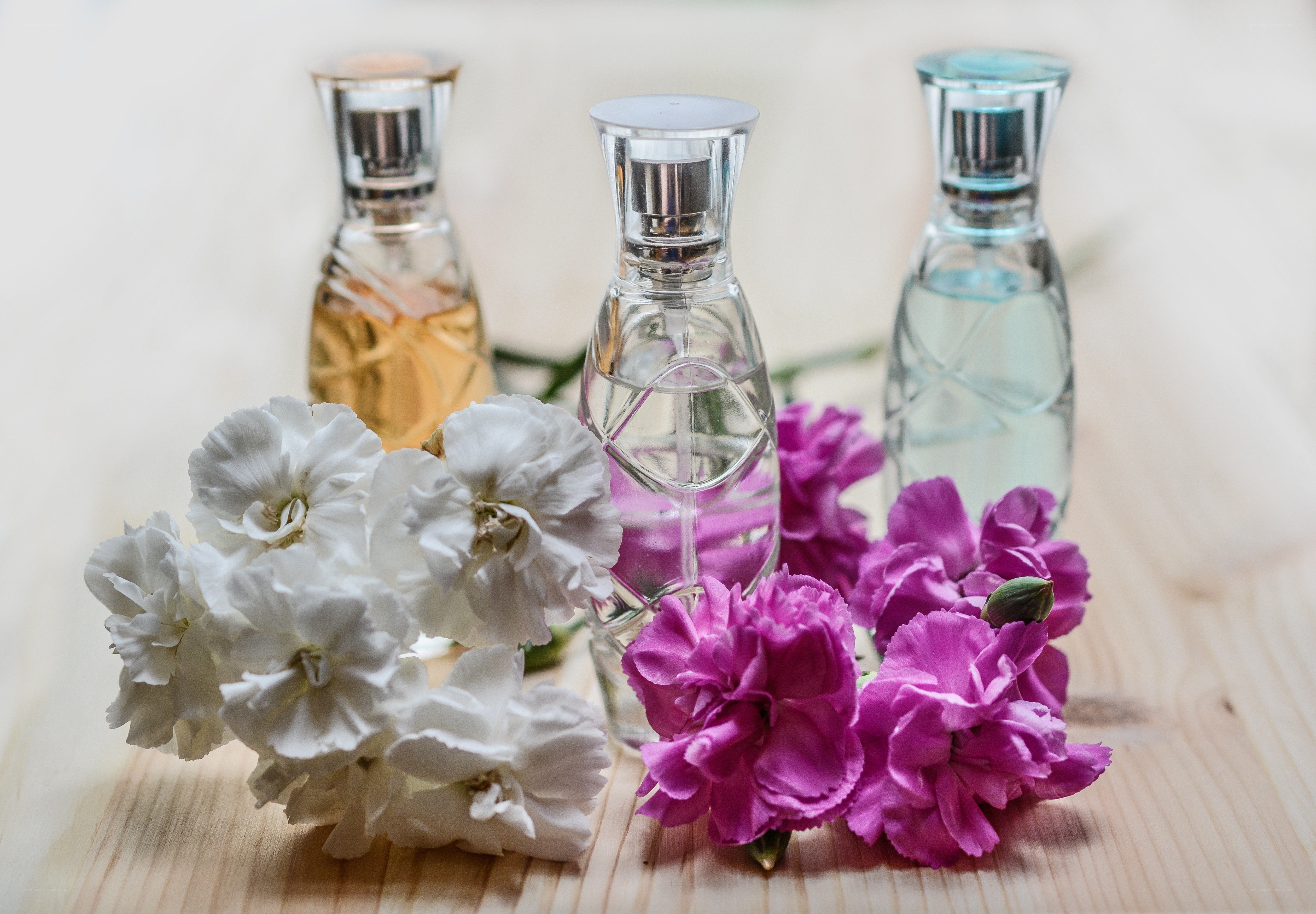 Perfume bottles with flowers