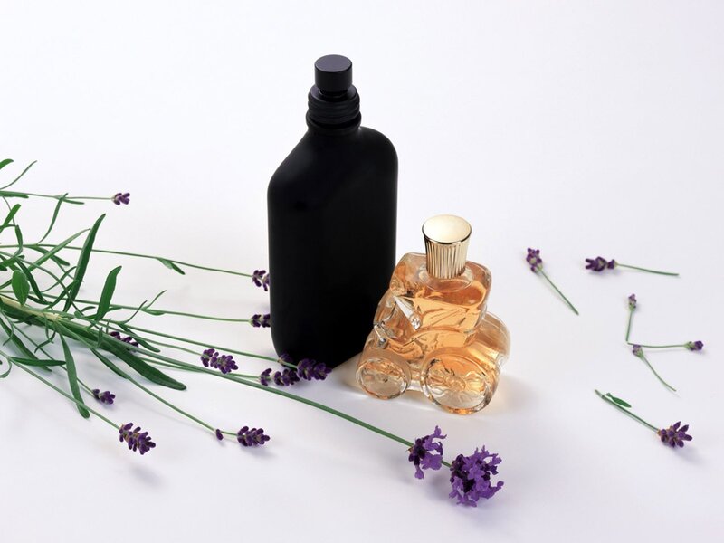 Perfume bottles with lavender