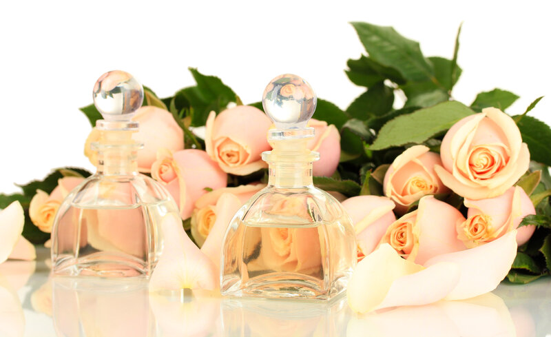 Perfume Bottles with Roses — Pink