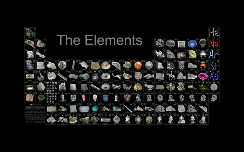 Periodic Table of Elements — Black, Scientific, Photograph, Neon Signs