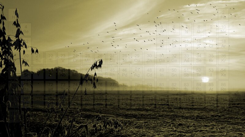 Periodic table over field scene