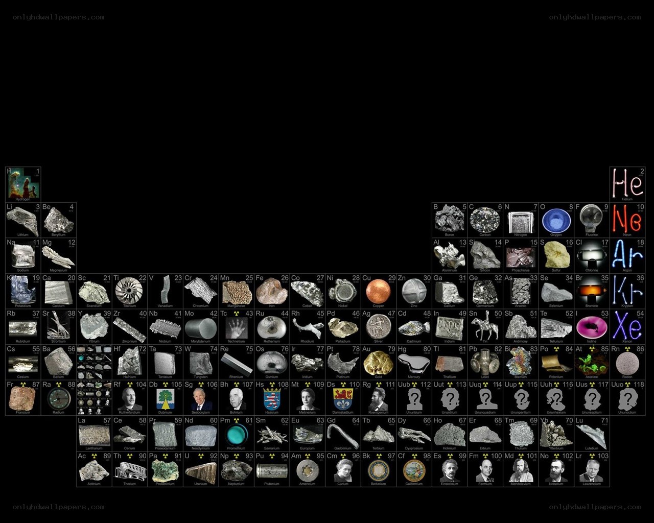 Periodic table with element images