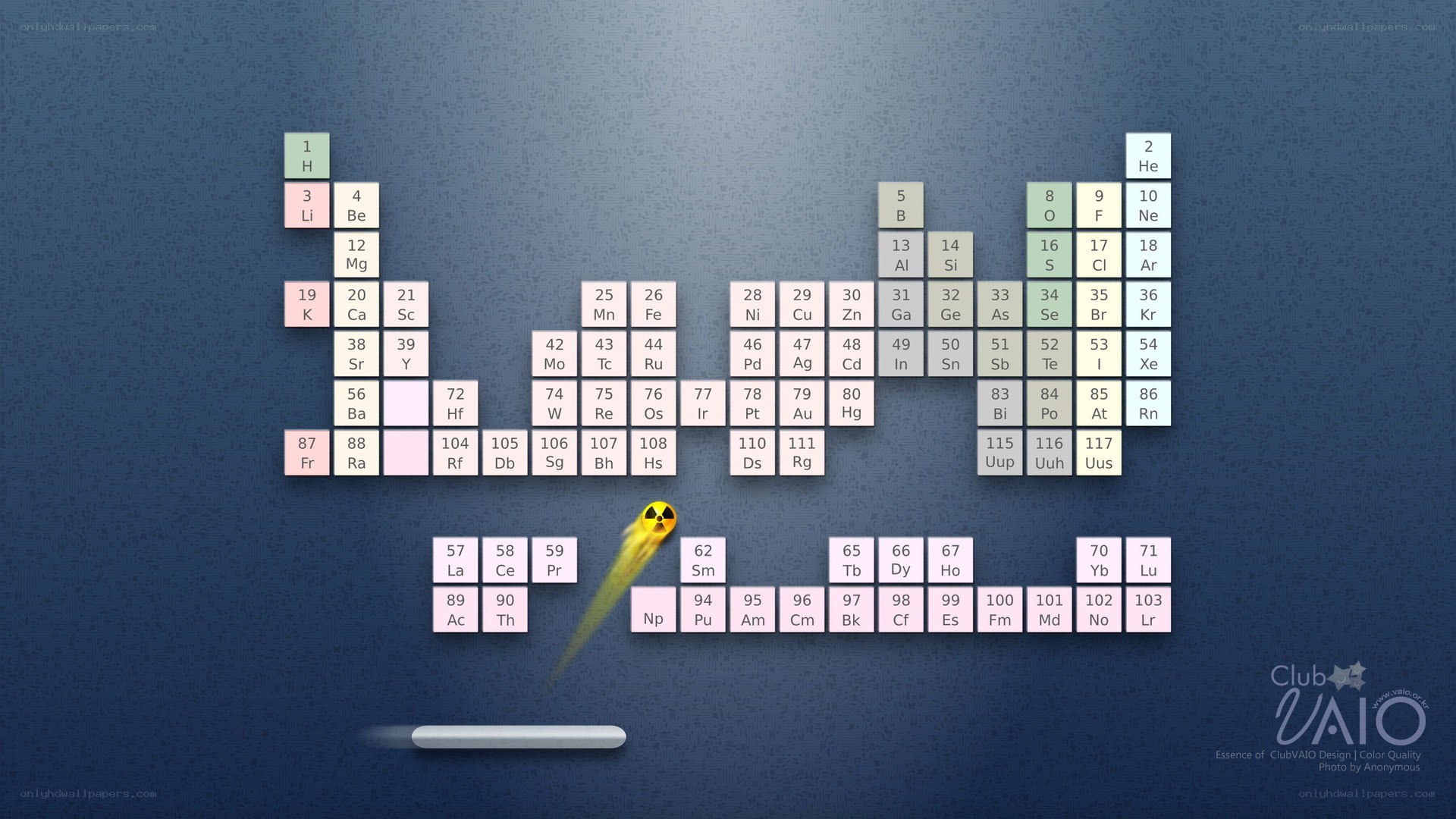 Periodic table with radiation symbol
