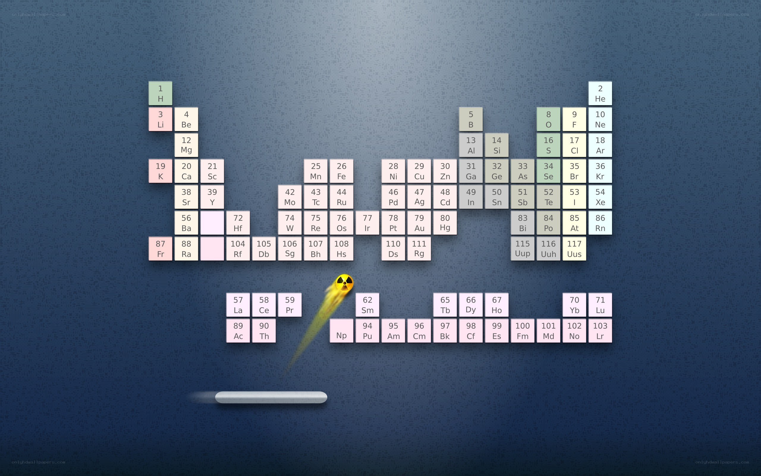 Periodic table with radiation symbol