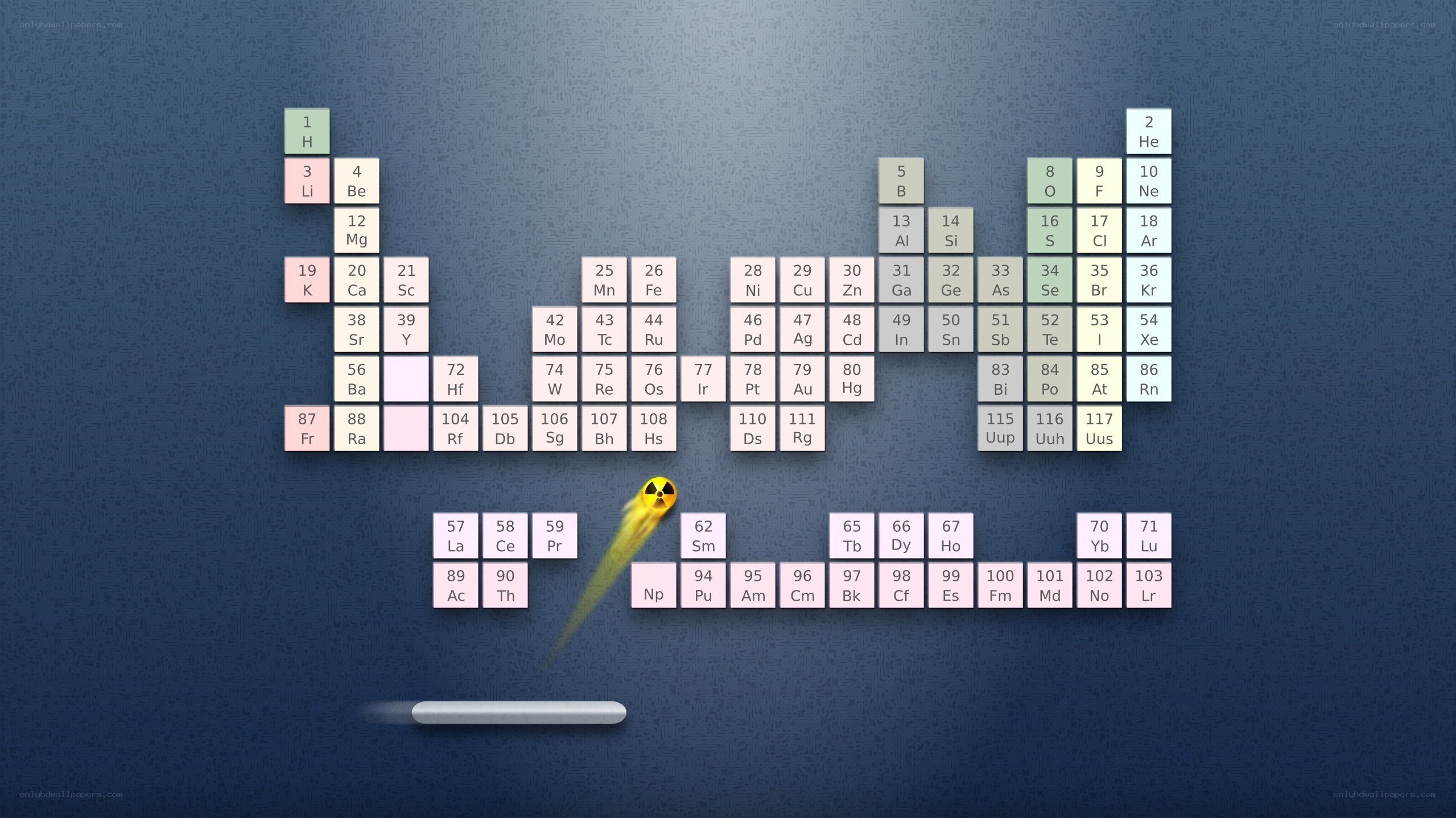 Periodic table with radiation symbol