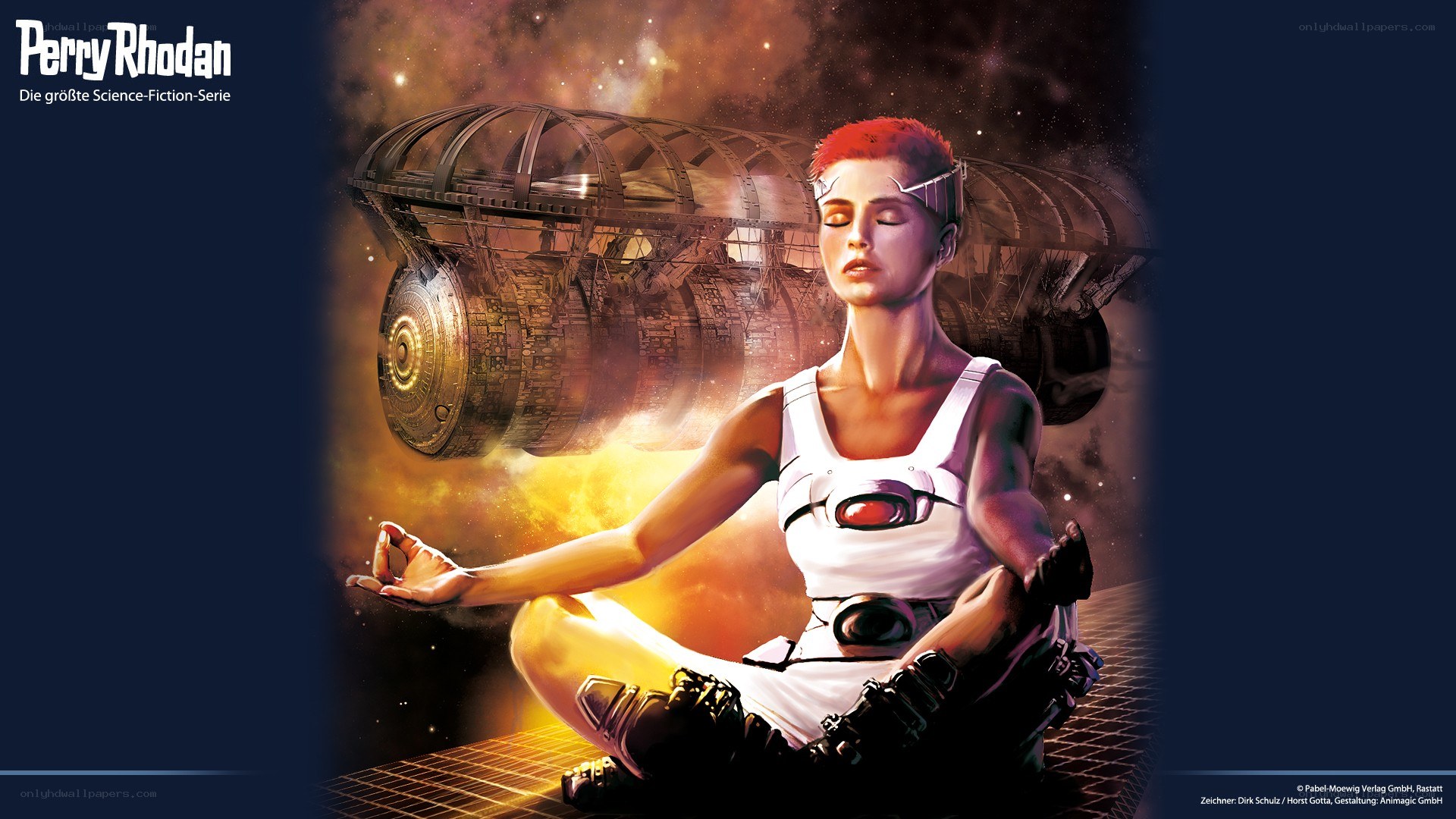 Perry Rhodan meditating in space