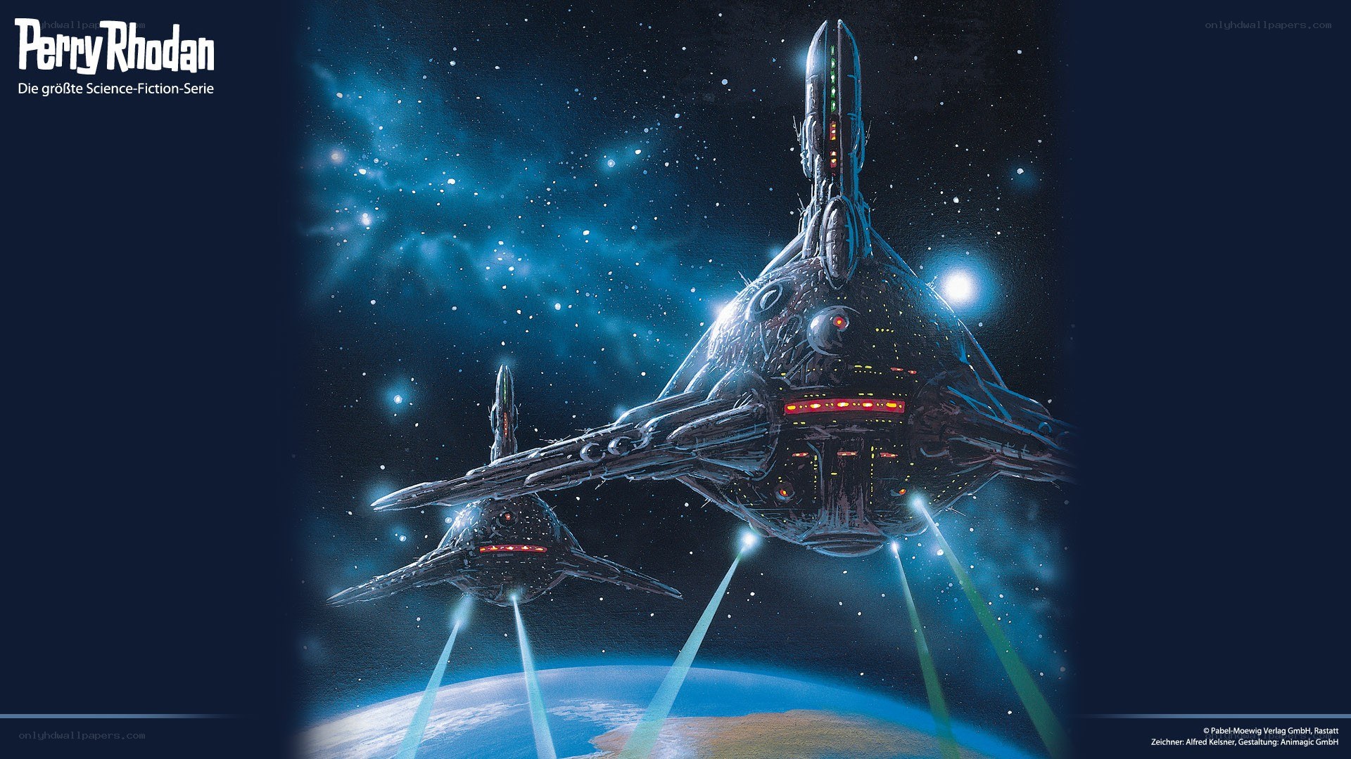 Perry Rhodan spaceship over planet
