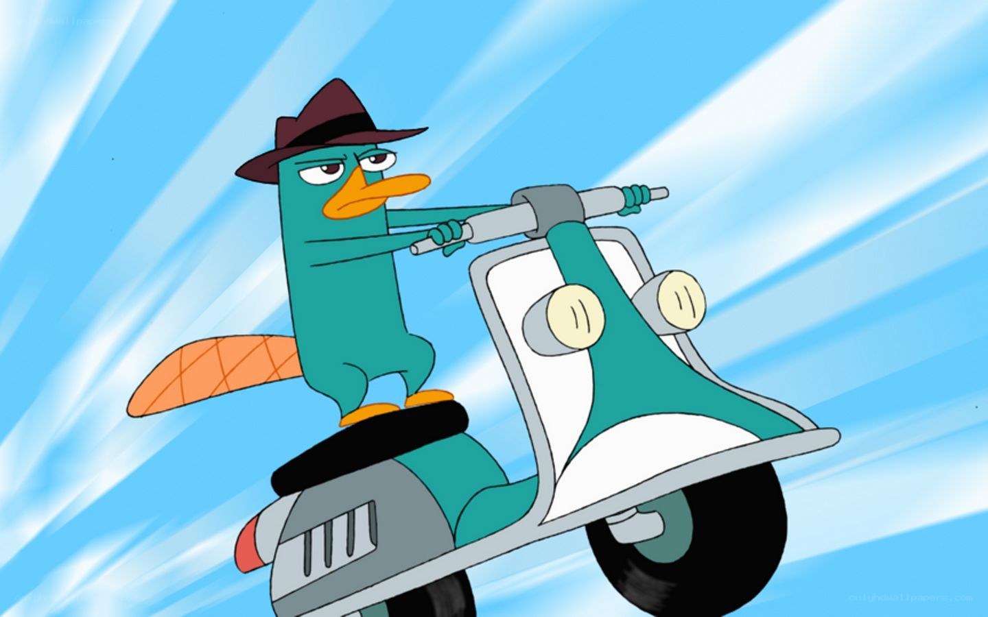 Perry the Platypus on a scooter