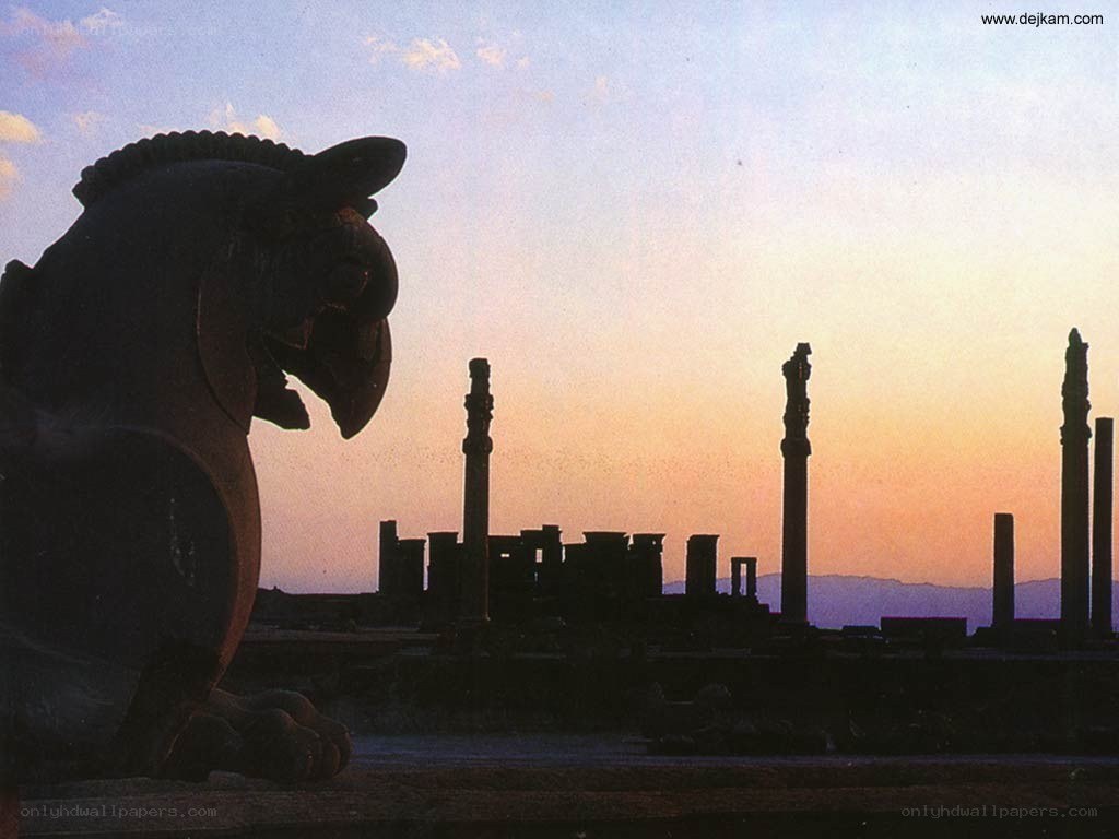 Persepolis ruins at sunset