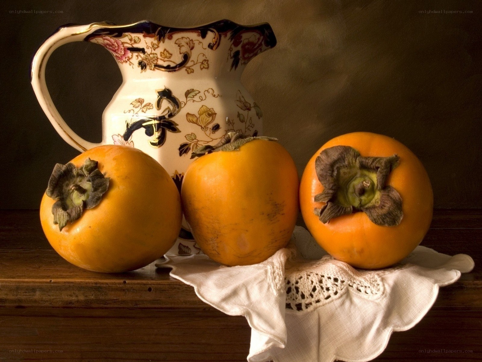 Persimmons and a pitcher