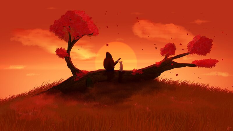 Person and Cat on Tree