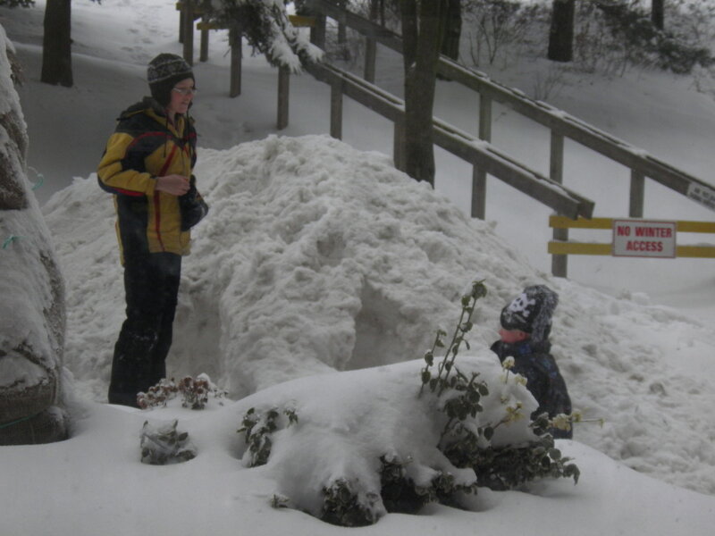 Person and Child in Snow