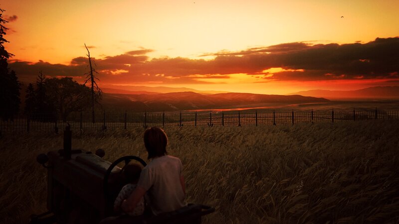 Person and Child on Tractor
