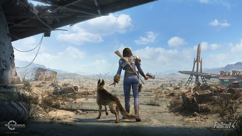 Person and Dog in Desert — Blue, Desolate